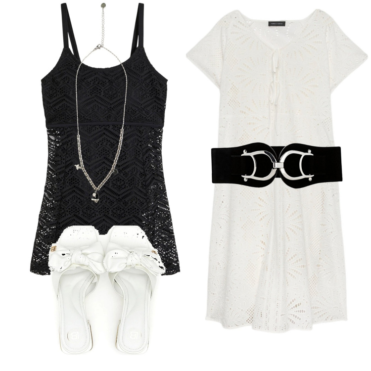 Outfit donna - Total look #2229200. Stile Casual chic per Mare. Abbinamento con vestiti da spiaggia, cinture, ciondoli, ciabatte, vestiti lunghi.