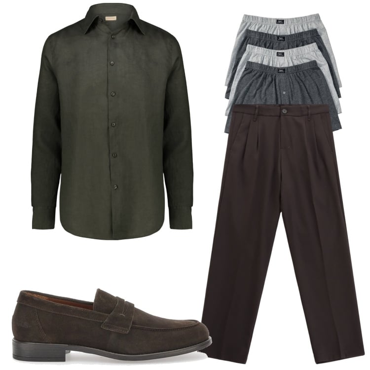 Outfit uomo - Total look #2229201. Stile Business/Elegante per Serata speciale. Abbinamento con boxer, pantaloni, scarpe stringate, camicie.