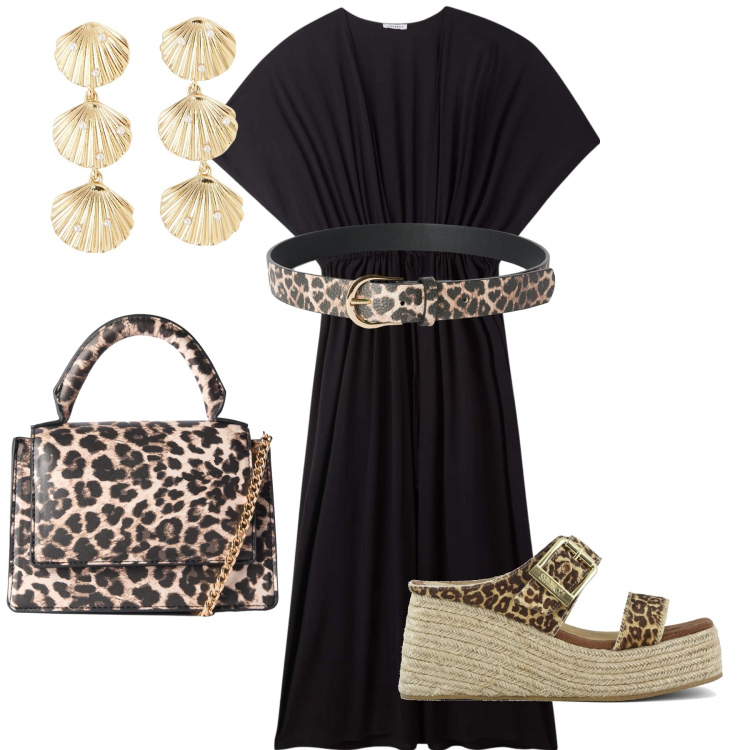 Outfit donna - Total look #2229255. Stile Etnico per Tutti i giorni. Abbinamento con caftani, borse a tracolla, cinture, orecchini, zeppe.