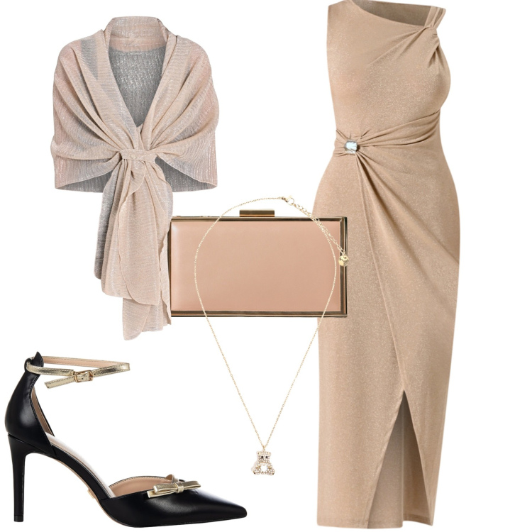 Outfit donna - Rinascimento. Stile Chic per Cerimonia. Abbinamento con vestiti asimmetrici, stole, décolleté, pochette, ciondoli.