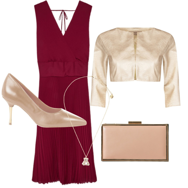 Outfit donna - Cerimonia. Stile Romantica per Cerimonia. Abbinamento con bolero, décolleté, pochette, ciondoli, vestiti lunghi.