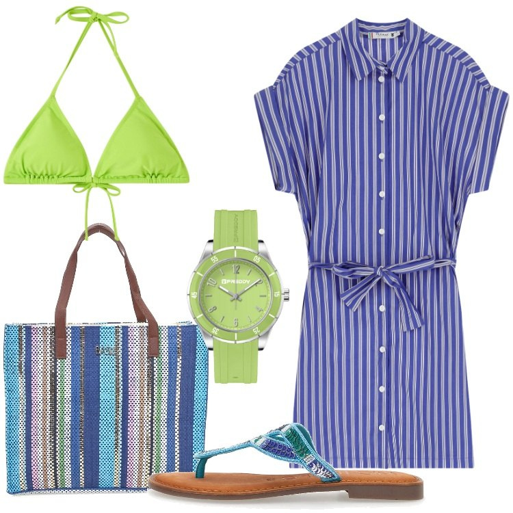 Outfit donna - La borsa per il mare - @susystyle. Stile Basic per Mare. Abbinamento con bikini, vestiti corti, orologi, infradito, shopping bag.