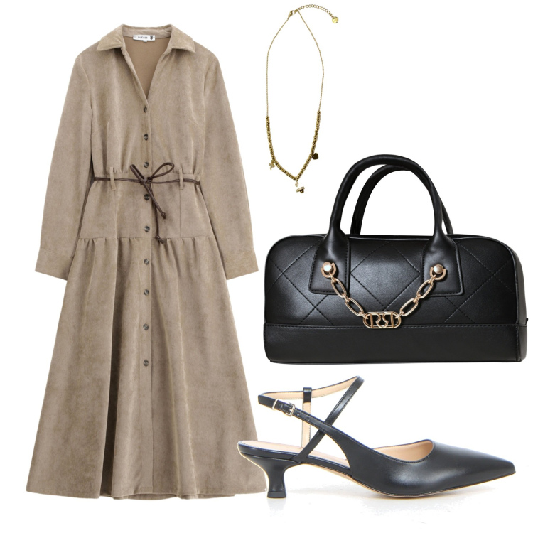 Outfit donna - Total look #2229380. Stile Bon Ton per Ufficio. Abbinamento con borse a mano, vestiti lunghi, ciondoli, décolleté.