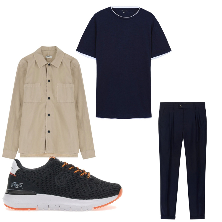 Outfit uomo - Serata fra amici. Stile Business/Elegante per Serata speciale. Abbinamento con t-shirt, giacche, sneakers, pantaloni.