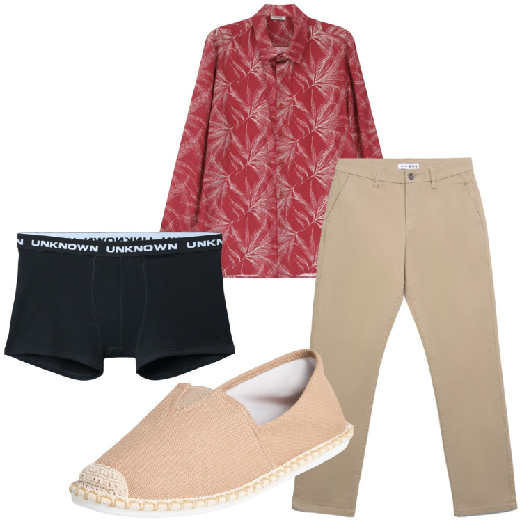 Outfit uomo - Total look #2229389. Stile Trendy per Serata speciale. Abbinamento con espadrillas, pantaloni chino, boxer, camicie.
