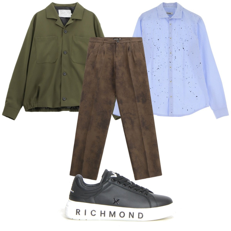 Outfit uomo - Total look #2229439. Stile Casual per Tutti i giorni. Abbinamento con camicie, pantaloni, cappotti, sneakers.