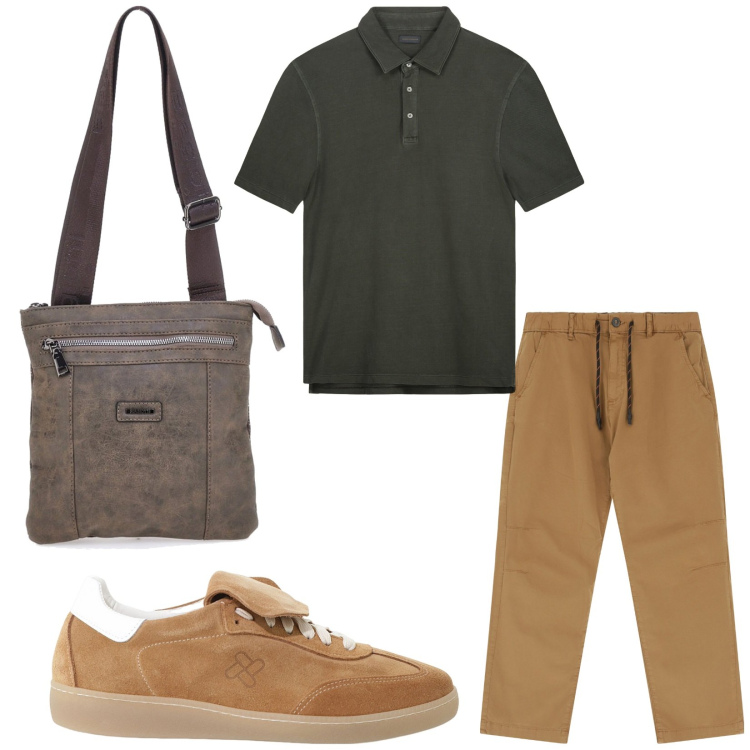 Outfit uomo - Total look #2229556. Stile Casual per Ufficio. Abbinamento con pantaloni, sneakers, portafogli, polo.