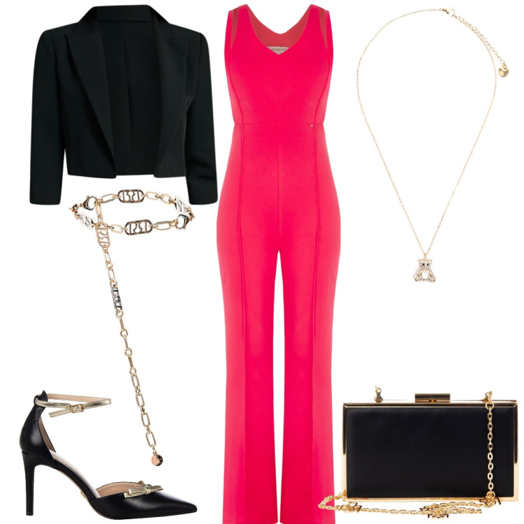 Outfit donna - Cerimonia. Stile Chic per Cerimonia. Abbinamento con pochette, décolleté, bolero, tute, cinture, ciondoli.