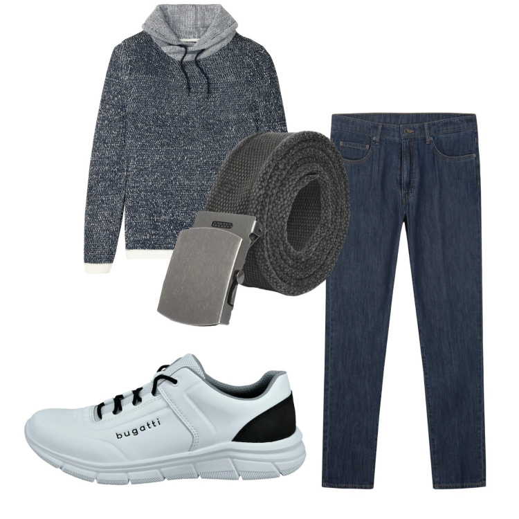 Outfit uomo - Total look #2229667. Stile Casual per Tutti i giorni. Abbinamento con maglieria, cinture, jeans, sneakers.