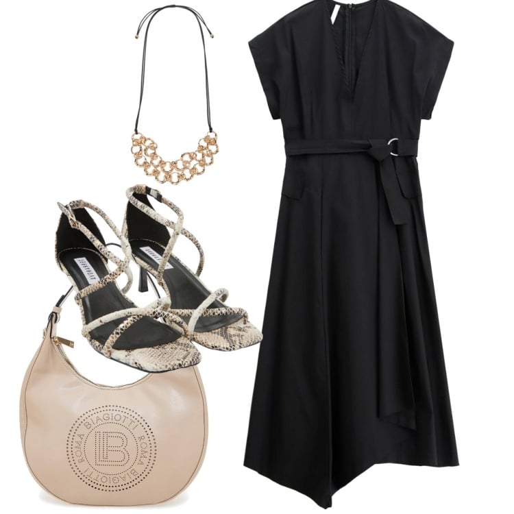 Outfit donna - L\'abito strutturato. Stile Bon Ton per Tutti i giorni. Abbinamento con sandali col tacco, vestiti midi/longuette, borse a spalla, collane.