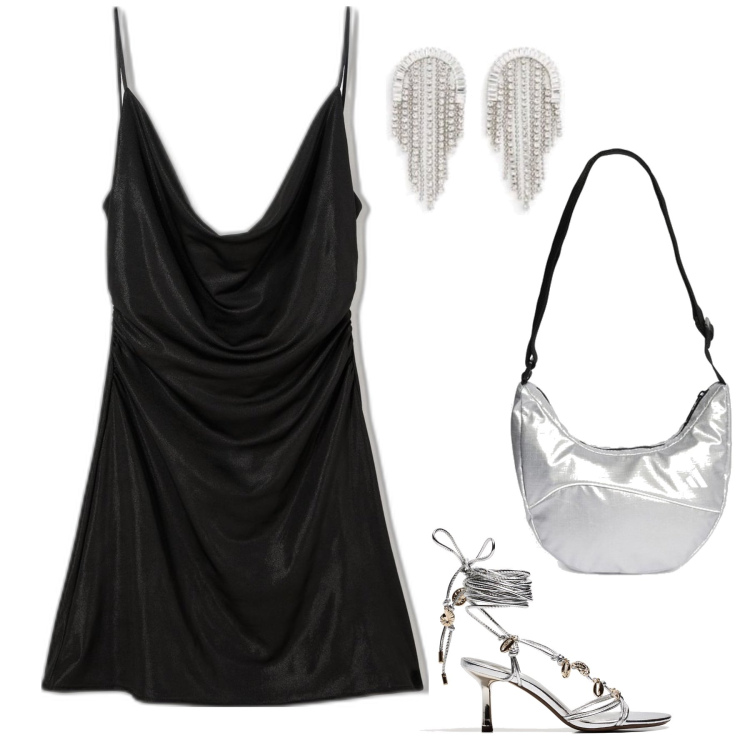 Outfit mujer - Sabado noche. Estilo Sexy para Noche/Fiesta elegante. Combinación con bandoleras, pendientes, sandalias de tacón, vestidos cortos.