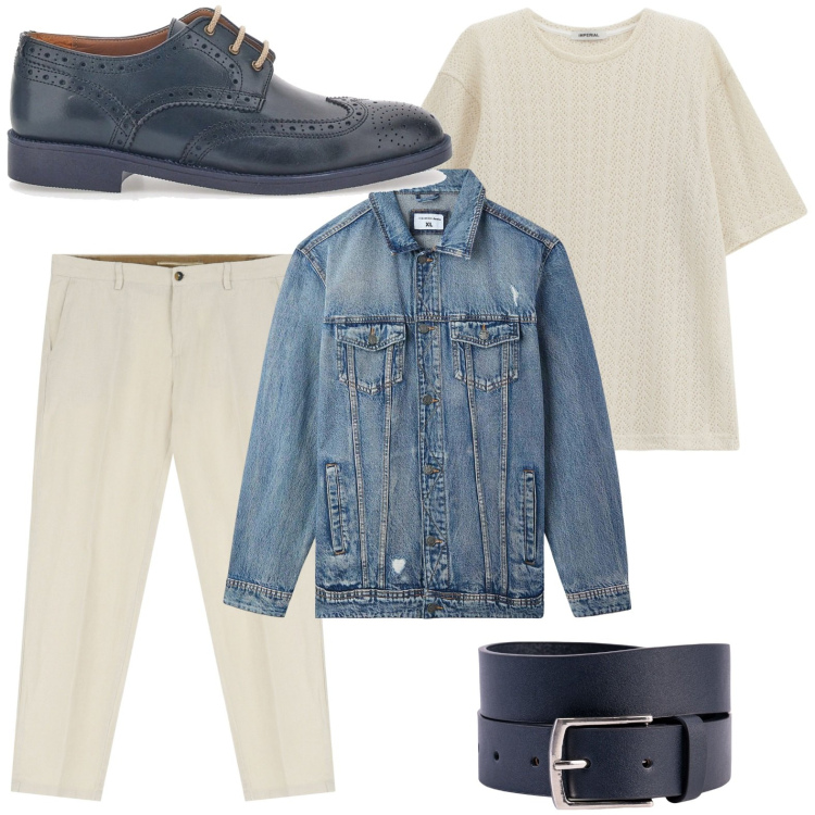 Outfit uomo - Stile urbano. Stile Casual per Ufficio. Abbinamento con giacche, t-shirt, pantaloni chino, scarpe stringate, cinture.