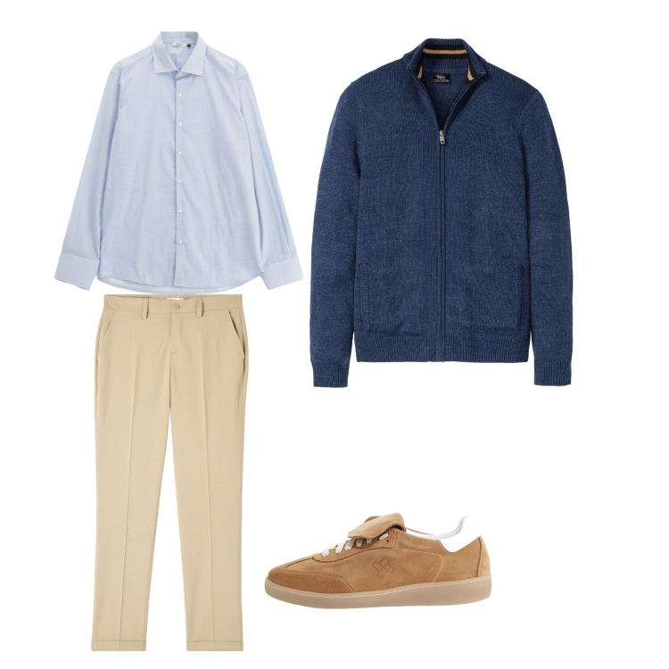 Outfit uomo - Total look #2229985. Abbinamento con cardigans, pantaloni chino, sneakers, camicie.