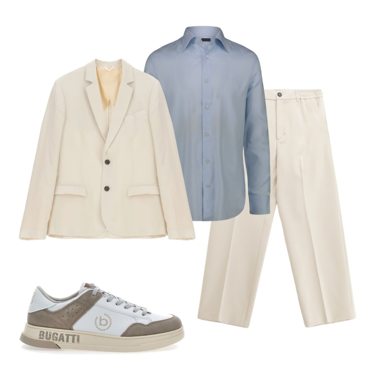 Outfit uomo - Elegante sul rooftop. Stile Business/Elegante per Serata speciale. Abbinamento con pantaloni, giacche, sneakers, camicie.