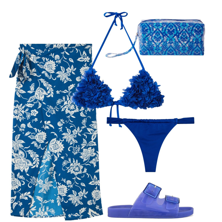 Outfit donna - Sea shades. Stile Casual per Mare. Abbinamento con vestiti da spiaggia, bikini, bikini, pochette, sandali.