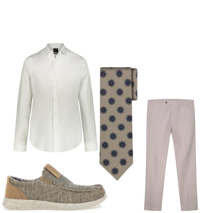 Outfit uomo - Serata a pois. Stile Business/Elegante per Serata speciale. Abbinamento con camicie, pantaloni chino, cravatte, scarpe stringate.