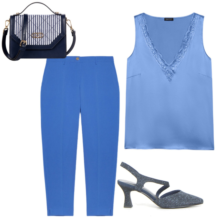Outfit donna - Total look #2230097. Stile Casual per Tutti i giorni. Abbinamento con borse a mano, top, pantaloni chino, décolleté.