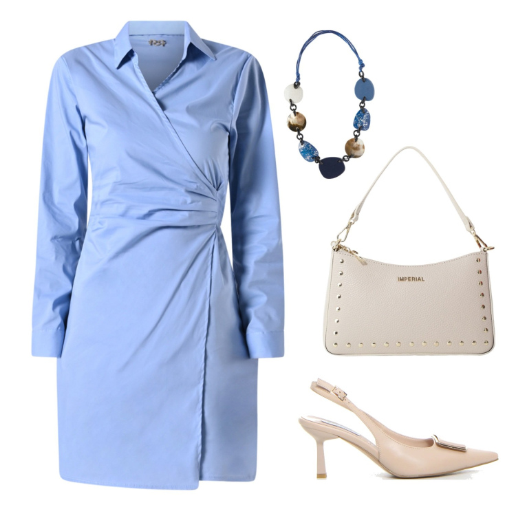 Outfit donna - Rientro in grande stile. Stile Bon Ton per Ufficio. Abbinamento con borse a spalla, vestiti chemisier, collane, décolleté.