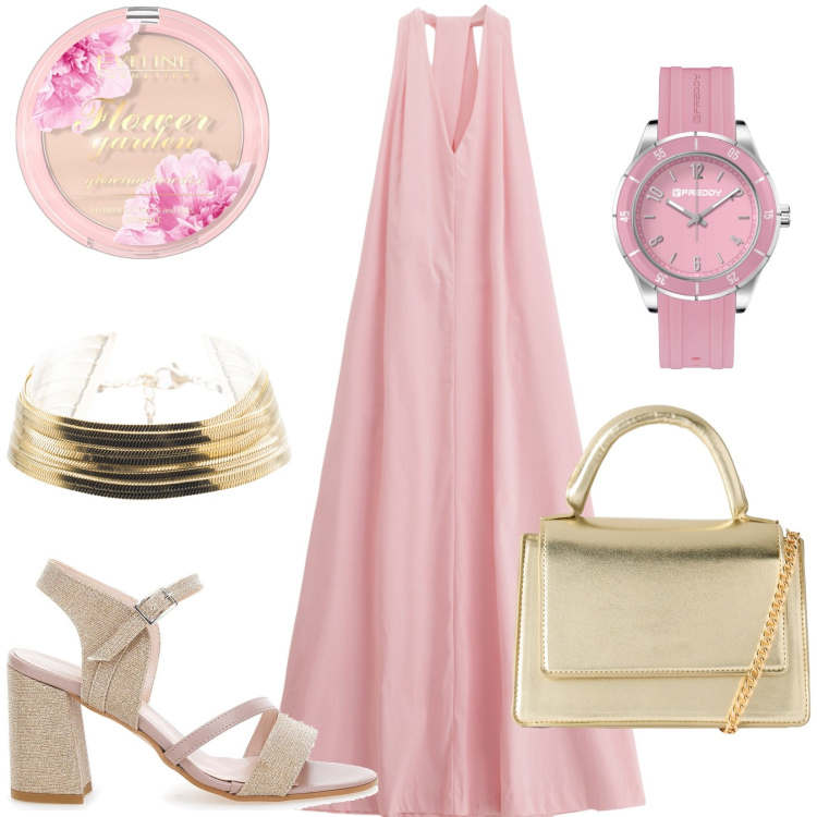 Outfit donna - Total look #2230226. Stile Casual chic per Serata fuori. Abbinamento con ciprie, borse a tracolla, vestiti, braccialetti, orologi, sandali col tacco.