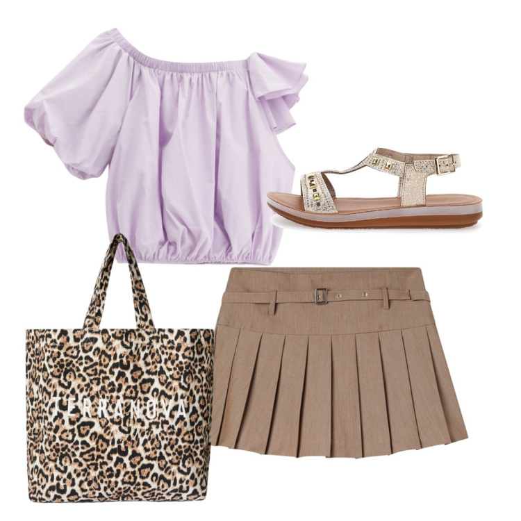 Outfit donna - City. Stile Bon Ton per Tutti i giorni. Abbinamento con minigonne, borse tote, top, sandali.