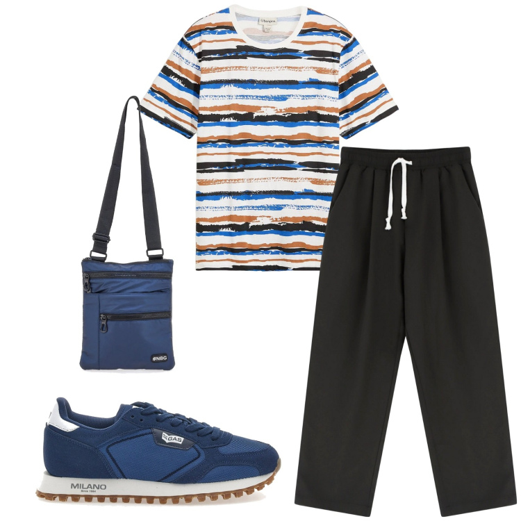 Outfit uomo - Total look #2230324. Stile Casual per Sport. Abbinamento con t-shirt, pantaloni, sneakers, borse sportive.