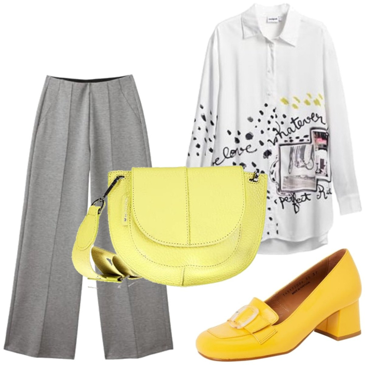 Outfit femme - Basique #4403. Style Basique pour Bureau. Assortir avec pantalon , sacs en bandoulière, chemisiers, escarpins.