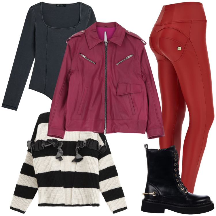 Outfit donna - Montagna sempre più fresca. Stile Basic per Tutti i giorni. Abbinamento con anfibi, cardigans, giacche, pantaloni skinny, body.