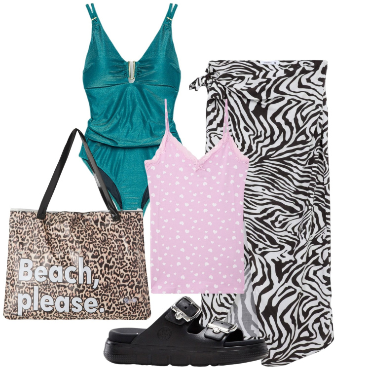 Outfit donna - Gonna pareo. Stile Etnico per Mare. Abbinamento con ciabatte, top, borse tote, vestiti da spiaggia, costumi interi.