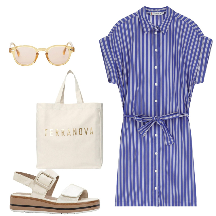Outfit donna - Comoda per le ferie. Stile Basic per Mare. Abbinamento con sandali, borse tote, vestiti corti, occhiali da sole.