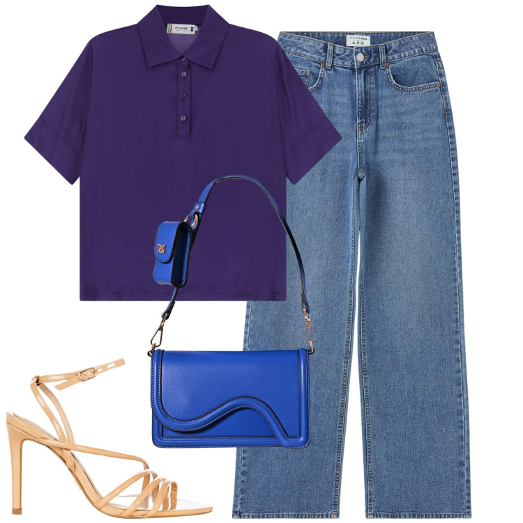 Outfit donna - La sera. Stile Chic per Serata fuori. Abbinamento con jeans, sandali col tacco, pochette, camicie.