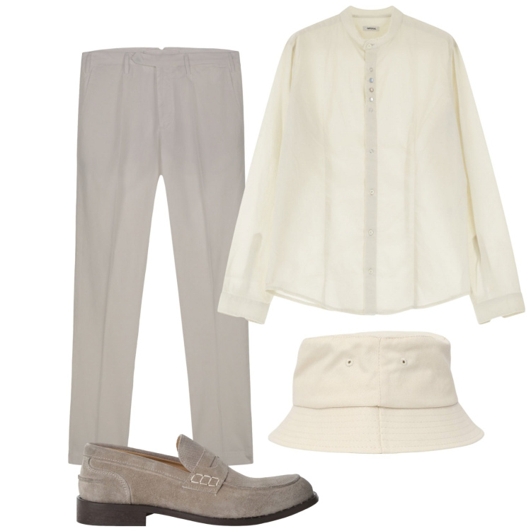 Outfit uomo - Neutro elegante e rilassato. Stile Business/Elegante per Serata speciale. Abbinamento con cappelli, camicie, scarpe stringate, pantaloni.