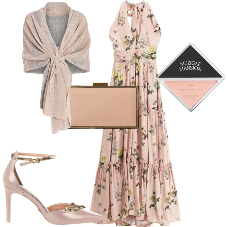 Outfit donna - Cerimonia. Stile Romantica per Cerimonia. Abbinamento con blush, pochette, décolleté, stole, vestiti lunghi.