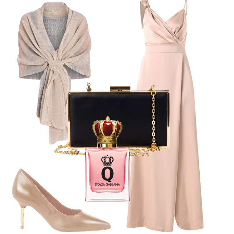 Outfit donna - Cerimonie. Stile Chic per Cerimonia. Abbinamento con profumi, décolleté, pochette, vestiti lunghi, stole.