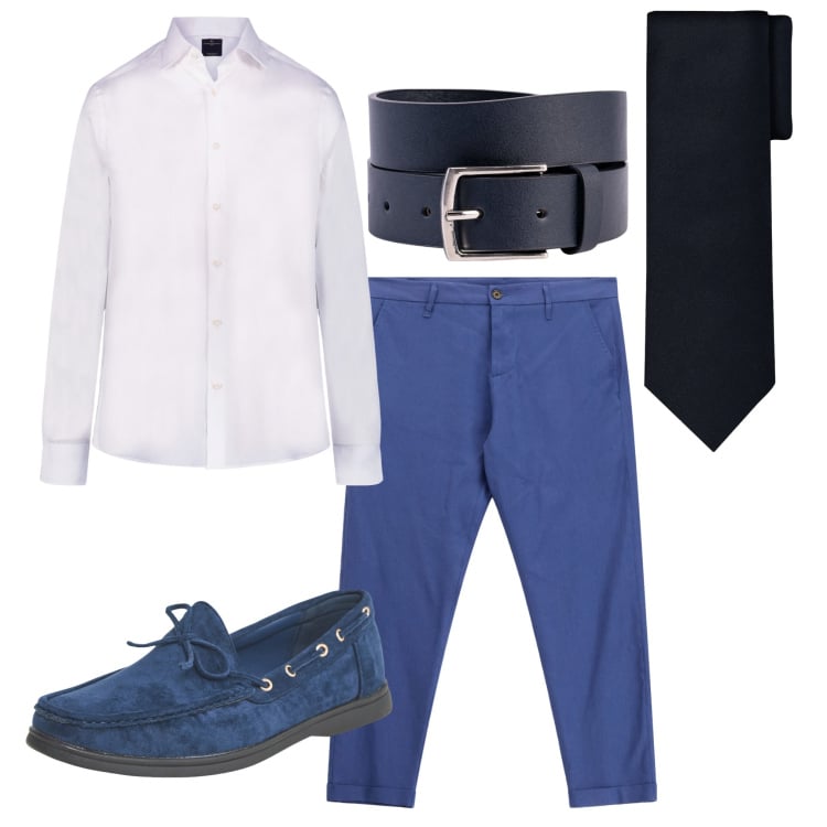 Outfit uomo - Una cena speciale 2. Stile Business/Elegante per Serata speciale. Abbinamento con scarpe stringate, pantaloni, camicie, cinture, cravatte.