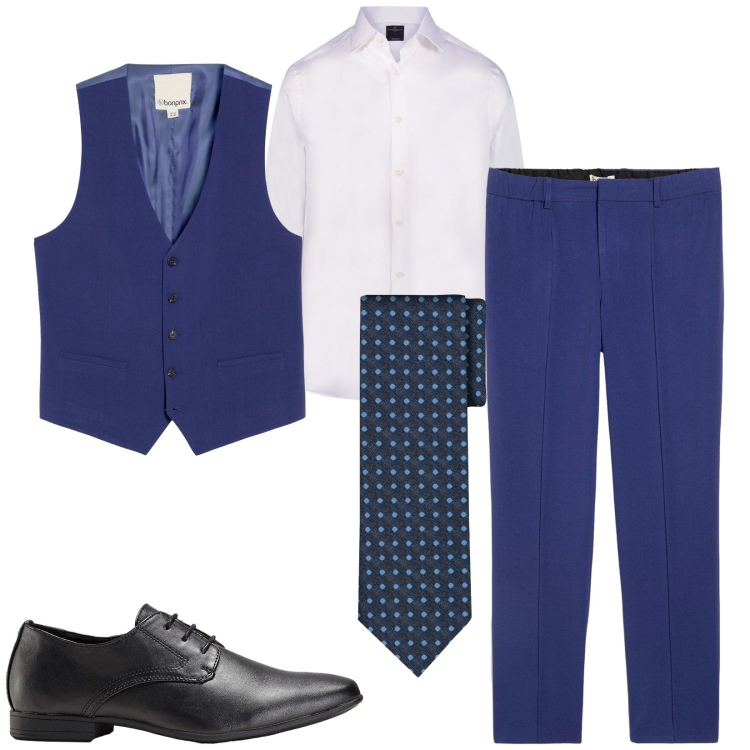Outfit uomo - Total look #2230933. Stile Business/Elegante per Serata speciale. Abbinamento con scarpe stringate, gilet, pantaloni, camicie, cravatte.