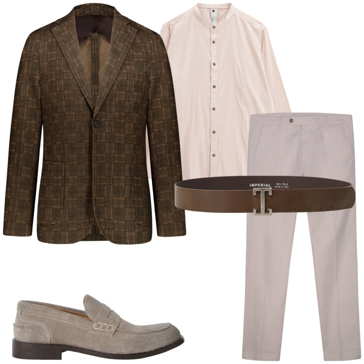 Outfit uomo - Total look #2230934. Stile Business/Elegante per Serata speciale. Abbinamento con cinture, camicie, scarpe stringate, giacche, pantaloni chino.