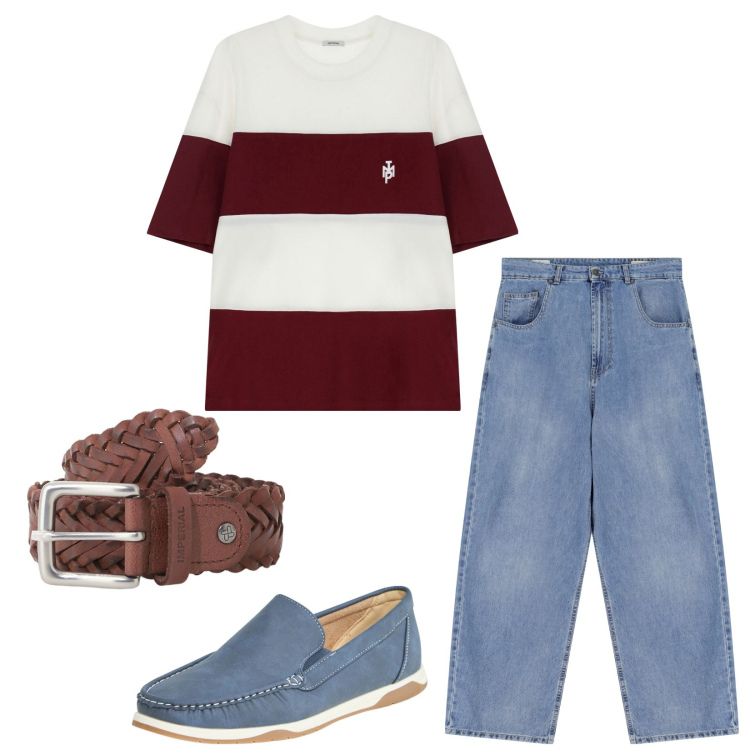 Outfit uomo - Total look #2230954. Stile Casual per Tutti i giorni. Abbinamento con scarpe stringate, jeans, t-shirt, cinture.