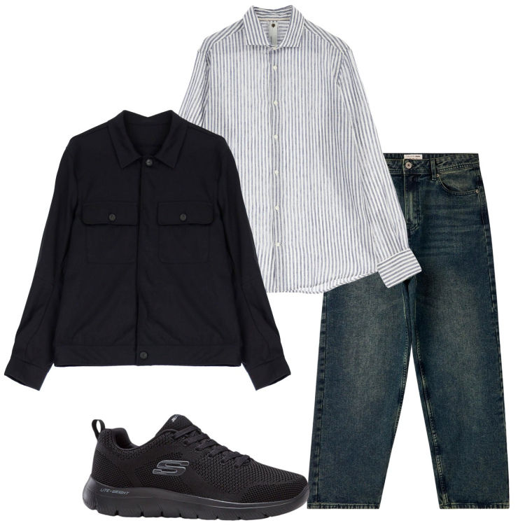 Outfit uomo - Total look #2230965. Stile Casual per Tutti i giorni. Abbinamento con sneakers, jeans, camicie, giacche.