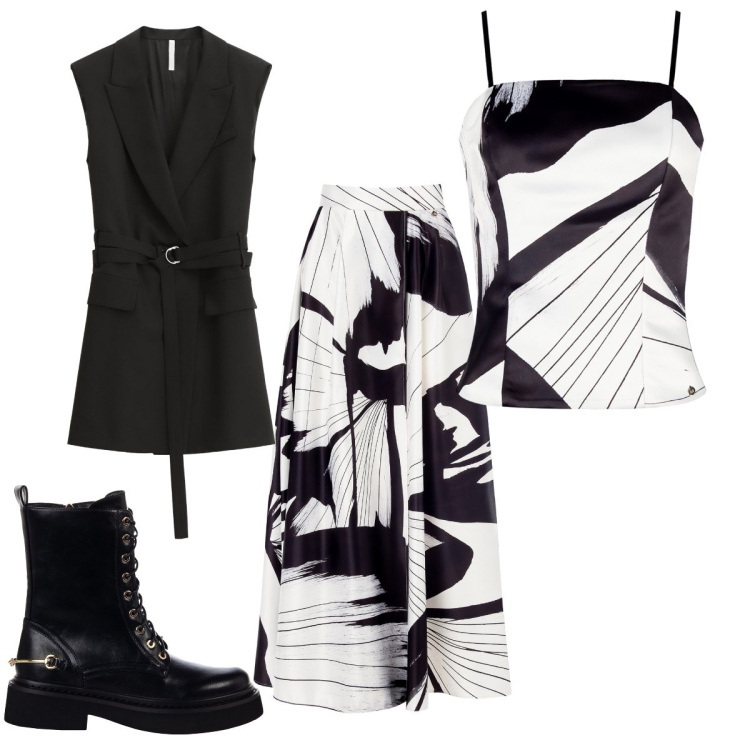Outfit donna - Gli anfibi d estate. Stile Glamour per Tutti i giorni. Abbinamento con gonne lunghe, anfibi, canottiere, gilet.