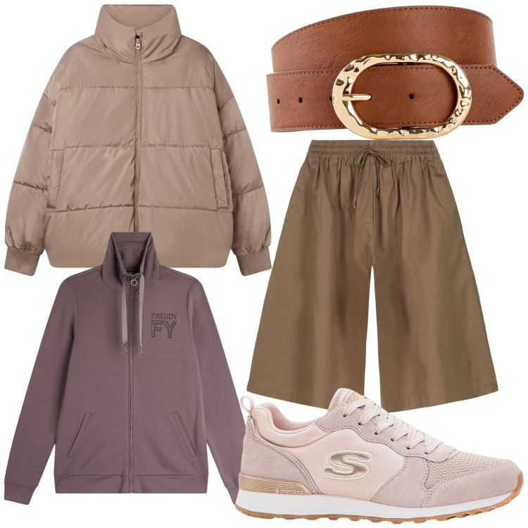 Outfit donna - Altissima montagna. Stile Casual per Tutti i giorni. Abbinamento con sneakers, cinture, bomber, felpe, bermuda.