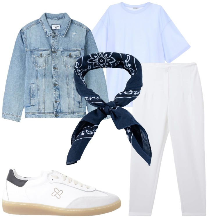Outfit uomo - Total look #2231311. Stile Casual per Tutti i giorni. Abbinamento con giacche, pantaloni chino, t-shirt, sneakers, sciarpe e foulard.