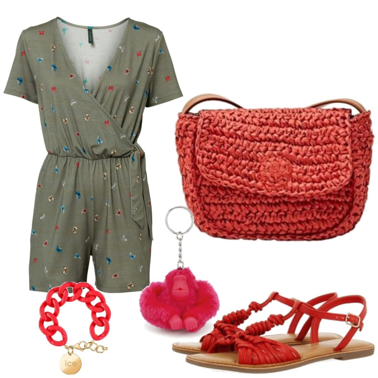 Outfit femme - Basique #4431. Style Basique pour Tous les jours. Assortir avec combishort, sandales, sacs en bandoulière, porte-clés, bracelets.