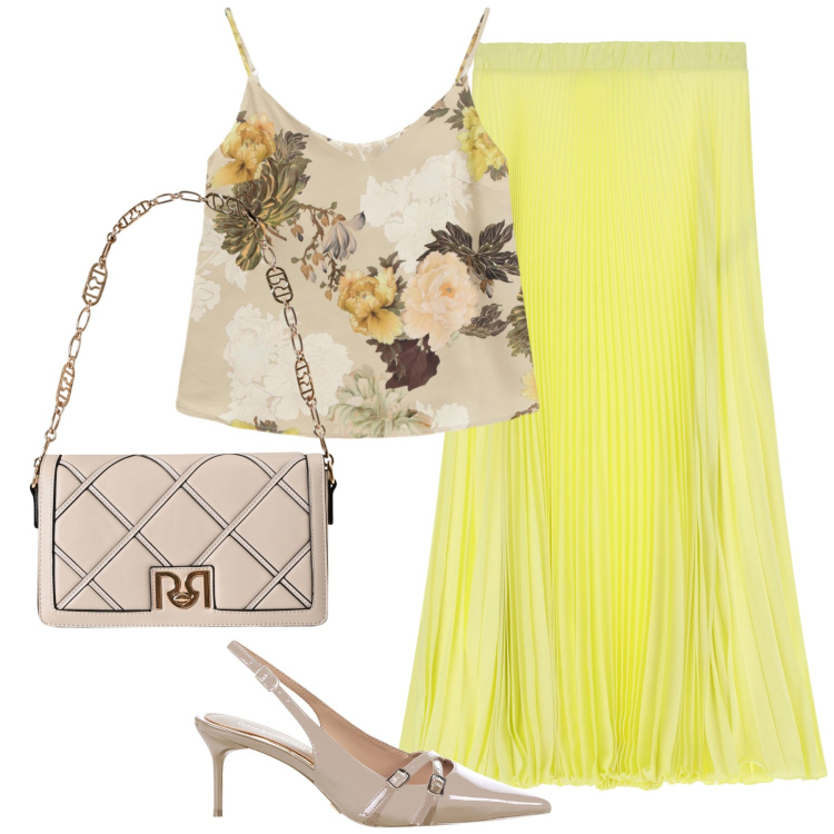 Outfit donna - Total look #2231531. Stile Chic per Serata fuori. Abbinamento con borse a tracolla, décolleté, top, gonne lunghe.