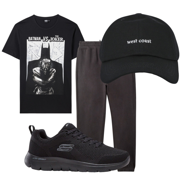 Outfit uomo - La maglietta con la stampa. Stile Casual per Tutti i giorni. Abbinamento con sneakers, pantaloni, cappelli con visiera, t-shirt.