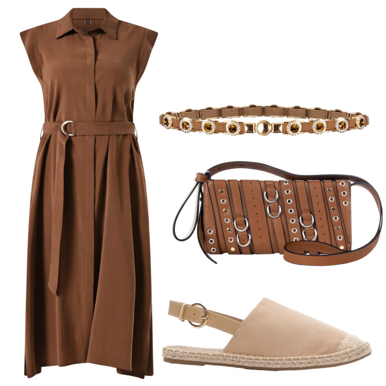 Outfit donna - Total look #2231598. Stile Bon Ton per Tutti i giorni. Abbinamento con espadrillas, vestiti chemisier, borse a spalla, cinture.