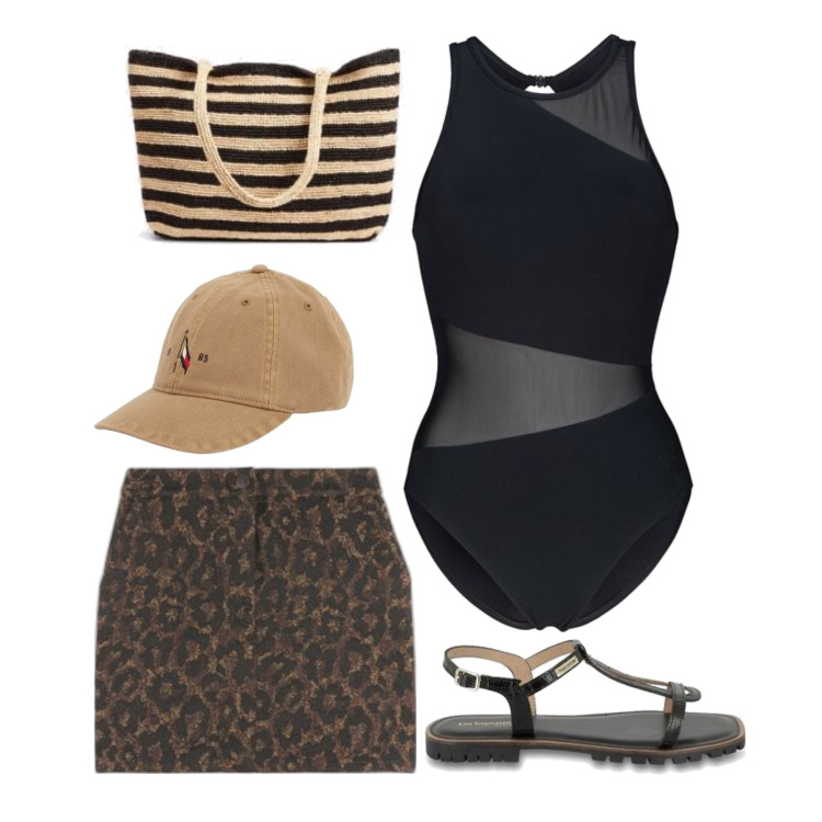 Outfit mujer - Antes muerta que ”sinsilla”. Estilo Urban para Mar. Combinación con bañadores, bolso tote, sombreros, sandalias de piel, minifaldas.