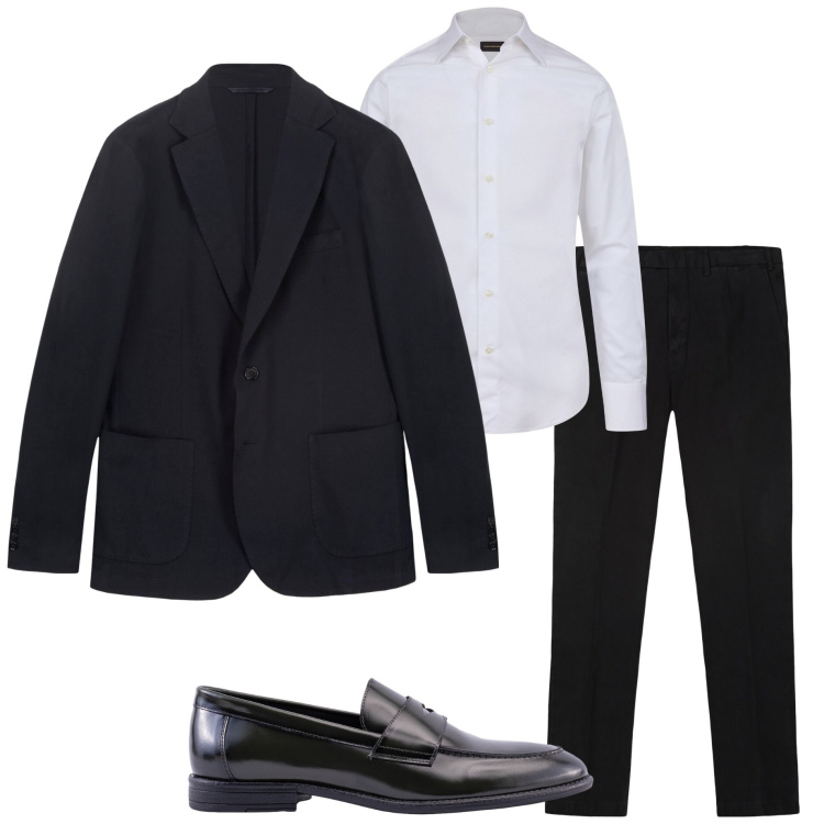 Outfit uomo - Serata speciale. Stile Business/Elegante per Serata speciale. Abbinamento con camicie, pantaloni, giacche, scarpe stringate.