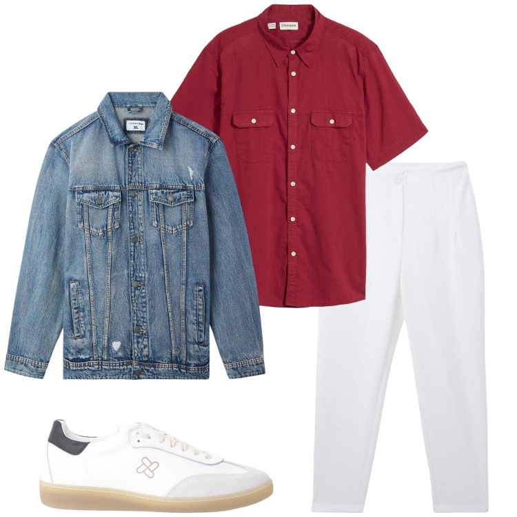 Outfit uomo - Total look #2231682. Stile Casual per Tutti i giorni. Abbinamento con camicie a manica corta, pantaloni chino, giacche, sneakers.