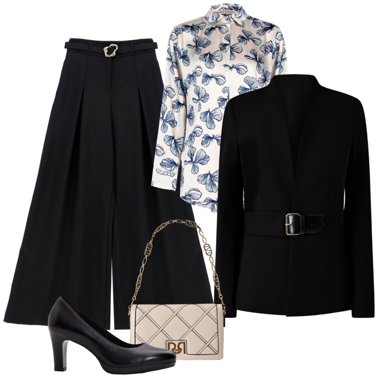 Outfit donna - Total look #2231740. Stile Casual per Ufficio. Abbinamento con décolleté, borse a tracolla, camicie, blazer, pantaloni.