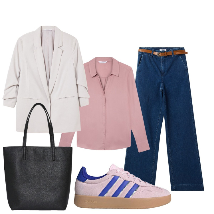 Outfit donna - Il mio ritorno a scuola. Stile Casual chic per Scuola/Università. Abbinamento con camicie, blazer, borse tote, jeans, sneakers.
